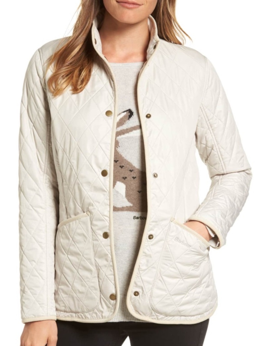 Barbour Women's Quilted Jacket in Light Cream